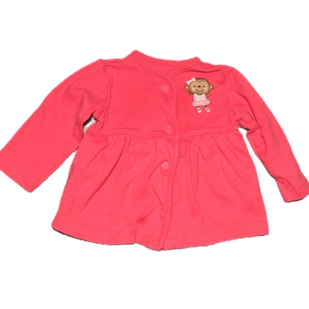 Coral Sweater‎ 6 Month 4094* Infant Button Sweater with Monkey
